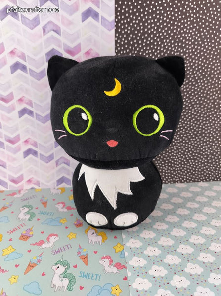 OPHRBU Mushroom Plush, Black Cat Stuffed Animal 8" NWOT