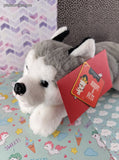FAO Schwarz Gray & White Husky Stuffed Animal Plush Adopt A Pets 15" NWT