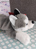 FAO Schwarz Gray & White Husky Stuffed Animal Plush Adopt A Pets 15" NWT