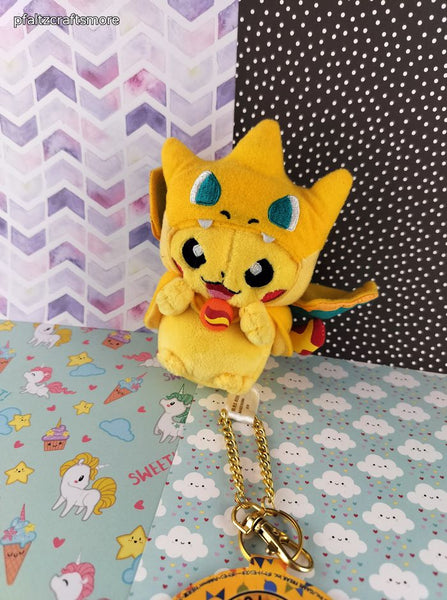 2014 Pokemon Center Mega Tokyo Pikachu Plush Charizard Poncho 5.5" NWT