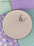 Vintage Pfaltzgraff Christmas Wintry Penguin Skate Salad Plates 8.25" Set/2, Clean