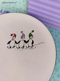 Vintage Pfaltzgraff Christmas Wintry Penguin Skate Salad Plates 8.25" Set/2, Clean