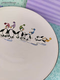 Vintage Pfaltzgraff Christmas Wintry Penguin Skate Salad Plates 8.25" Set/2, Clean