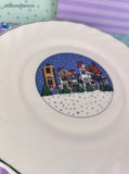Vintage Arcopal France Holiday Village Salad Plates 7.75" Set/2, Like New