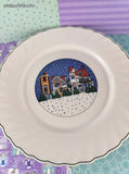 Vintage Arcopal France Holiday Village Dinner Plates 10.75" Set/2, Like New