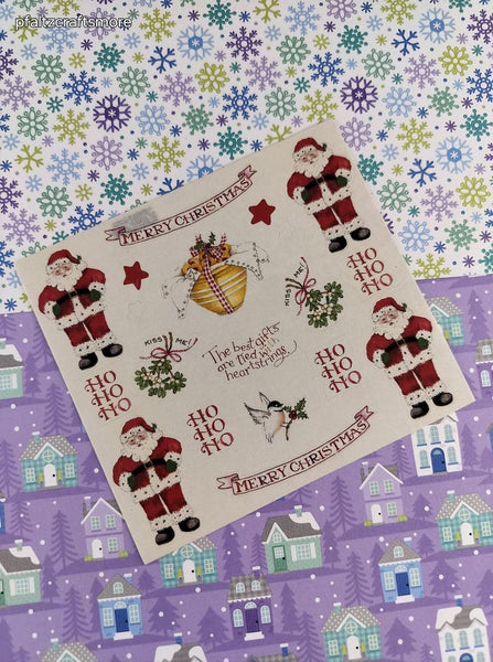 Vintage Susan Branch Merry Christmas Santa Claus Full Sticker Sheet, Unused