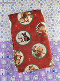 Vintage Christmas Teddy Bears Wildlife Teresa Kogut Fabric Remnant, 2 yd x 44" W, Clean