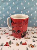 Vintage Starbucks Deborah Reinhart Christmas Peace on Earth Red Coffee Mug