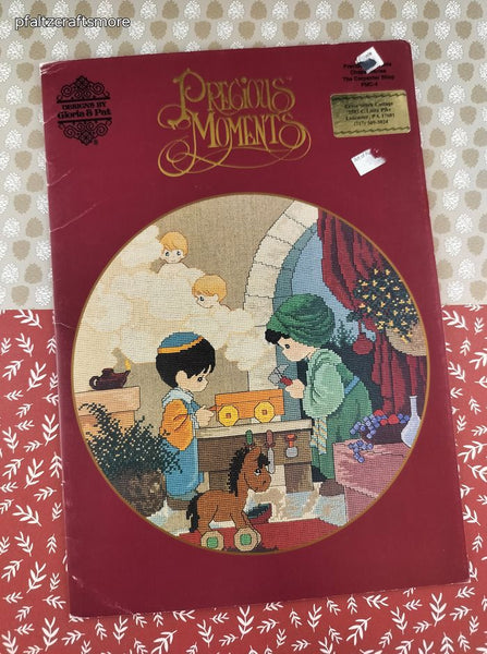 Vintage 1995 Precious Moments Christmas Chapel Series The Carpenter Shop Counted Cross Stitch Softcover Booklet