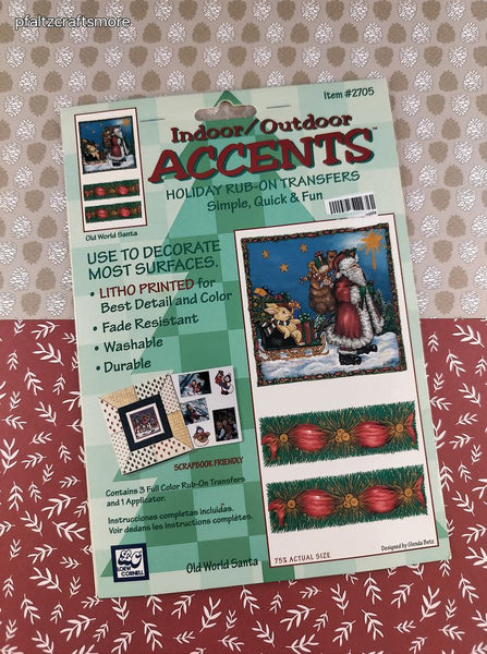 Vintage Loew Cornell Christmas Holiday Rub-on Transfer Old World Santa NEW