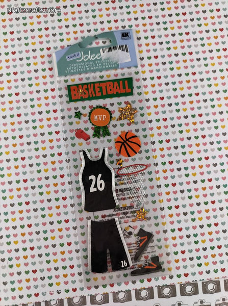 A Touch of Jolee's Dimensional 13pc Basketball MVP 3-Dimensional Sticker Pack, New/Sealed