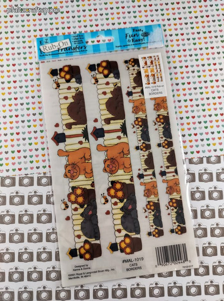 Vintage Royal & Langnickel E-Z Rub-on Transfer Cats Borders #MAL-1019 NEW