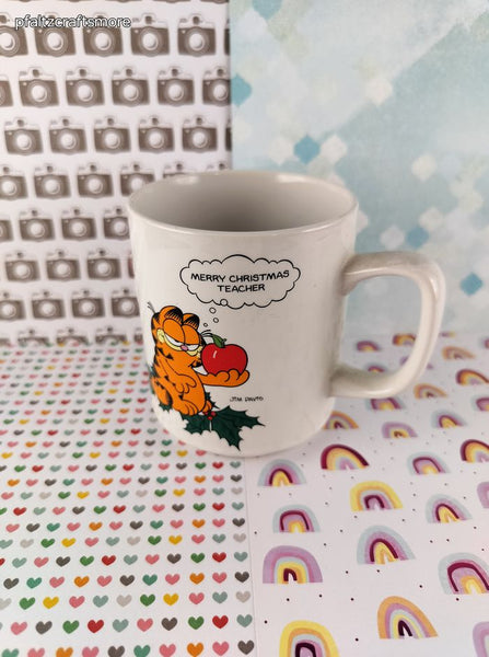 Vintage Merry Christmas Teacher Garfield Jim Davis Mug, Like New