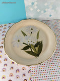 RARE Vintage Cambridge Potteries Hand Painted Collection White Bouquet Salad Plate 8.25", Like New