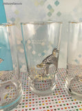 Vintage Ned Smith Birds Waterfowl Gold-Rimmed Glass Tumbler Set/4