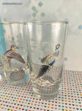 Vintage Ned Smith Birds Waterfowl Gold-Rimmed Glass Tumbler Set/4