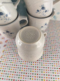 Vintage Pfaltzgraff Poetry Scalloped Coffee Mug Set/7, Like New CLEAN