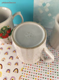 Vintage 1970's Strawberries JAPAN Ribbed Coffee Mug Set/3, Like New CLEAN