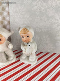 Vintage Glitter HOMCO Snow Kids Baby Bisque Figurines Set/3 #5501