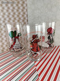 Vintage Merry Christmas Holly Hobbie American Greetings Coca Cola Glass Tumbler Set/3