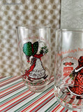Vintage Merry Christmas Holly Hobbie American Greetings Coca Cola Glass Tumbler Set/3