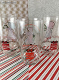 Vintage Merry Christmas Holly Hobbie American Greetings Coca Cola Glass Tumbler Set/3
