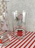 Vintage Merry Christmas Holly Hobbie American Greetings Coca Cola Glass Tumbler Set/3