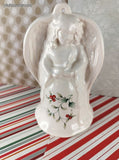 Vintage Pfaltzgraff Winterberry Christmas Angel Ceramic Ornament *Missing Inside Bell*