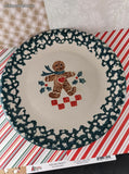 Vintage Folk Craft Gingerbread Men by Tienshan Dinner Plate 10.25", Nice & Clean