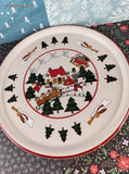 RARE Vintage Mason's Ironstone Christmas Village Serving Round Cake Plate 10", Like New