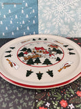 RARE Vintage Mason's Ironstone Christmas Village Serving Round Cake Plate 10", Like New