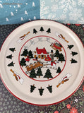 RARE Vintage Mason's Ironstone Christmas Village Serving Round Cake Plate 10", Like New
