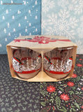 Vintage Libbey Christmas Bears Drinking Rocks 12 oz Short Glass Tumblers NEW Set/4