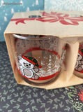 Vintage Libbey Christmas Bears Drinking Rocks 12 oz Short Glass Tumblers NEW Set/4