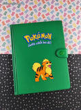 Vintage 1990's Pokemon Growlithe Green 4-Pocket TCG Binder, Like New