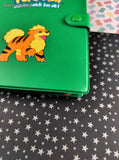 Vintage 1990's Pokemon Growlithe Green 4-Pocket TCG Binder, Like New