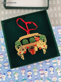 Vintage 1999 Mountain State Apple Harvest Festival Etched Metal Christmas Ornament
