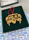 Vintage 1999 Mountain State Apple Harvest Festival Etched Metal Christmas Ornament