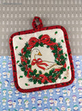 Vintage Christmas Goose Cotton Fabric Oven Mitt Pot Holder, Nice & Clean
