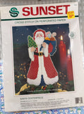 Vintage Sunset Christmas Cross Stitch on Perforated Paper Santa Centerpiece NEW