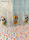 Vintage 2000 Disney's Animal Kingdom Mickey Mouse Square Glass Tumblers Set/3, Like New
