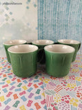 Vintage J&G Meakin ENGLAND Green Glazed Tea Coffee Cups Mugs Set/5, Like New