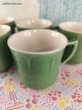 Vintage J&G Meakin ENGLAND Green Glazed Tea Coffee Cups Mugs Set/5, Like New