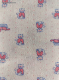Vintage Cute Lil' Kitty Cats Pink White Fabric Remnant, 1-2/3 yd x 46" W, CLEAN