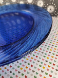 Vintage Pyrex Festiva Cobalt Blue Swirl Dinner Plates 10.75" Set/2, Like New