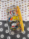 Vintage Pocket Monsters Pokemon Clear Soft Plastic Yellow Zip Case, Like New