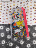 Vintage Pocket Monsters Pokemon Clear Soft Plastic Pink Zip Case, Like New
