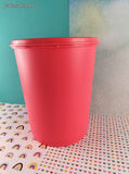 Vintage Tupperware Bright Pink Servalier Plastic Canister 809-1, Nice & Clean w/Lid