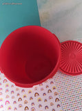 Vintage Tupperware Bright Pink Servalier Plastic Canister 809-1, Nice & Clean w/Lid