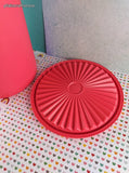 Vintage Tupperware Bright Pink Servalier Plastic Canister 809-1, Nice & Clean w/Lid